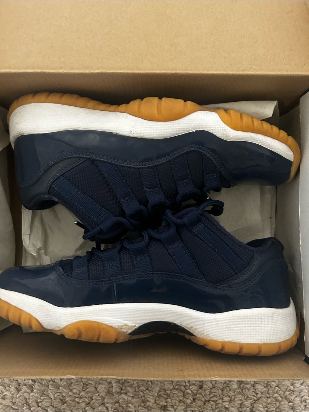 Kids Navy Gum-Soled Athletic Shoes